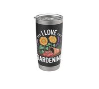 I Love Gardening Girasoles Lavanda Tomates Vaso térmico de acero inoxidable de doble pared