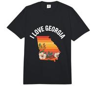 I Love Georgia State Map - Gráfico Floral Retro Comfort Colors Adult Heavyweight T-Shirt