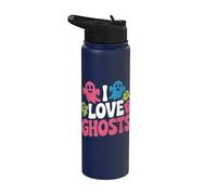 I Love Ghosts Colorido Fantasmas Felices Diversión Stainless Steel Insulated Water Bottle