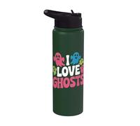 I Love Ghosts Colorido Fantasmas Felices Diversión Stainless Steel Insulated Water Bottle