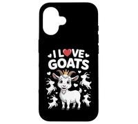I Love Goats Adorable Divertido Mensaje Sentido Carcasa para iPhone 16
