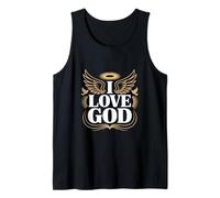 I Love God Angel Wings Halo Declaración espiritual Camiseta sin Mangas