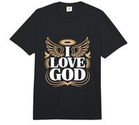 I Love God Angel Wings Halo Declaración Espiritual Comfort Colors Adult Heavyweight T-Shirt