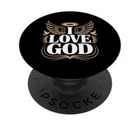 I Love God Angel Wings Halo Declaración espiritual PopSockets PopGrip Adhesivo