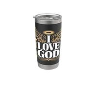 I Love God Angel Wings Halo Declaración espiritual Vaso térmico de acero inoxidable de doble pared