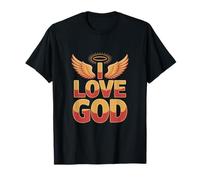 I Love God Angelic Wings Halo Inspiración Espiritual Camiseta