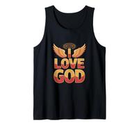 I Love God Angelic Wings Halo Inspiración Espiritual Camiseta sin Mangas