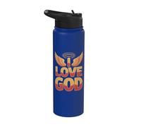 I Love God Angelic Wings Halo Inspiración espiritual Stainless Steel Insulated Water Bottle