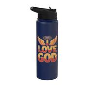 I Love God Angelic Wings Halo Inspiración espiritual Stainless Steel Insulated Water Bottle
