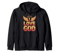 I Love God Angelic Wings Halo Inspiración Espiritual Sudadera con Capucha