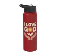 I Love God Devoción espiritual Diseño de fe Stainless Steel Insulated Water Bottle