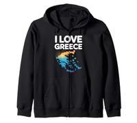 I Love Greece Sunset Mapa Vista al mar Sudadera con Capucha