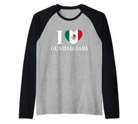 I Love Guadalajara Heart México Flag Camiseta Manga Raglan