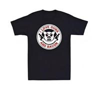 I Love Guns and Bacon Mens T-Shirt Pig Guns Funny Joke Novelty tee Humor Laugh Black XXL