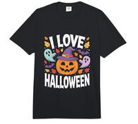 I Love Halloween Calabaza Fantasmas Hojas Comfort Colors Adult Heavyweight T-Shirt