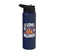 I Love Halloween calabaza fantasmas hojas Stainless Steel Insulated Water Bottle