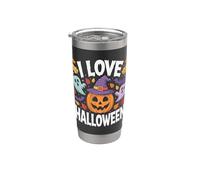 I Love Halloween calabaza fantasmas hojas Vaso térmico de acero inoxidable de doble pared