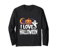 I Love Halloween Fantasma Calabaza Gato Luna Manga Larga