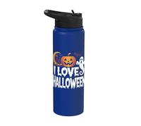 I Love Halloween Fantasma Calabaza Gato Luna Stainless Steel Insulated Water Bottle
