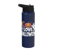 I Love Halloween Fantasma Calabaza Gato Luna Stainless Steel Insulated Water Bottle