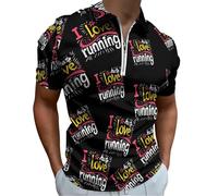 I Love Hate Running - Camiseta de manga corta para hombre, con cremallera, para golf, tenis y deportes, Estilo:, M
