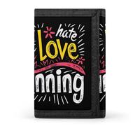 I Love Hate Running - Cartera de tres pliegues impresa, bolsillo frontal, clips para dinero con ranuras para tarjetas de crédito, para hombre y mujer, Estilo:, Talla única