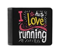 I Love Hate Running - Carteras estampadas suaves y delgadas con bolsillo frontal plegable con tarjetero de identificación para hombres y mujeres, 4.5 x 3.5 pulgadas, Estilo:, Talla única