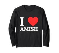 I Love Heart Amish Funny Rural Farm Novedad Broma Meme Witty Manga Larga