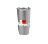I LOVE HEART BRATWURST BRATWURST BRATS SALCHICHIDO ALEMÁN Vaso térmico de acero inoxidable de doble pared