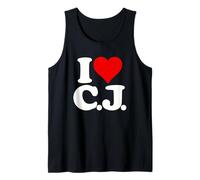 I Love Heart C.J. CJ C J INITALS Monograma Nombre Nombre Camiseta sin Mangas
