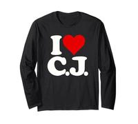 I Love Heart C.J. CJ C J INITALS Monograma Nombre Nombre Manga Larga