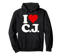 I Love Heart C.J. CJ C J INITALS Monograma Nombre Nombre Sudadera con Capucha