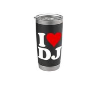 I LOVE HEART DJ D J D.J. INICIALES NOMBRE Vaso térmico de acero inoxidable de doble pared