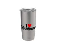 I LOVE HEART FRESHMAN FRESHMEN FROSH ESTUDIANTE DE PRIMER AÑO Vaso térmico de acero inoxidable de doble pared