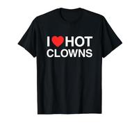 I Love Heart Hot Clowns Funny Witty Clown Novedad Circo Y2K Camiseta gráfica económica, Hombre, Negro, L