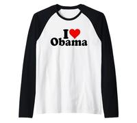 I Love Heart Obama Presidente Barack Camiseta Manga Raglan