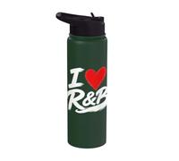 I Love Heart R&B Music I Love R&B Retro Music Fan Stainless Steel Insulated Water Bottle