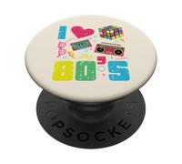 I Love Heart The 80s Retro Throwback Vibes Mujeres Hombres Niños PopSockets PopGrip Adhesivo