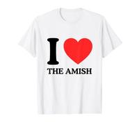 I Love Heart The Amish Funny Rural Farm Novedad Broma Meme Camiseta gráfica económica, Hombre, Blanco, L