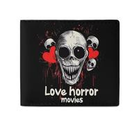 I Love Horror Movies - Carteras plegables divertidas para bolsillo frontal, clip para dinero con ranuras para tarjetas de crédito, para hombres y mujeres, 11.4 x 10.2 cm