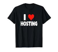 I Love Hosting - Corazón - Restaurante Hotel Comer Fuera Camiseta gráfica económica, Hombre, Negro, L