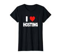 I Love Hosting - Corazón - Restaurante Hotel Comer Fuera Camiseta gráfica económica, Mujer, Negro, M