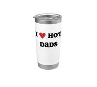 I Love Hot Dads Funny Red Heart Hot Dad Lover Family Padre Vaso térmico de acero inoxidable de doble pared