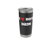 I Love Hot Dads Funny Red Heart Hot Dad Lover Family Padre Vaso térmico de acero inoxidable de doble pared
