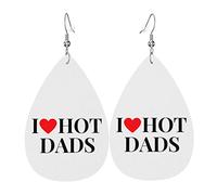 I Love Hot Dads Pendientes de cuero para mujer Pendientes colgantes Gota colgante con gancho Regalos para niña adulta