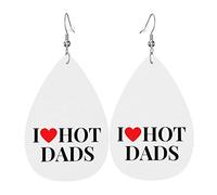 I Love Hot Dads Pendientes de cuero para mujer Pendientes colgantes Gota colgante con gancho Regalos para niña adulta