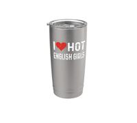 I Love Hot English Girls - Inglaterra Corazón Esposa Novia Vaso térmico de acero inoxidable de doble pared