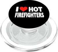 I Love Hot Fire Fighters Heart - Voluntario de Lucha contra Incendios PopSockets PopGrip para MagSafe