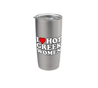 I Love Hot Greek Women Vaso térmico de acero inoxidable de doble pared