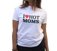 I Love Hot Moms Camiseta de Mujer Blanca Size XXL